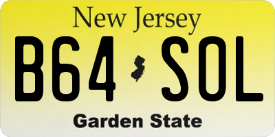 NJ license plate B64SOL