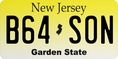 NJ license plate B64SON