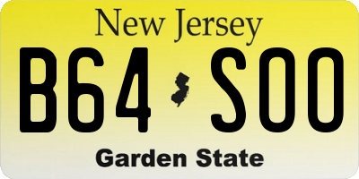 NJ license plate B64SOO