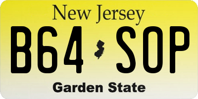 NJ license plate B64SOP