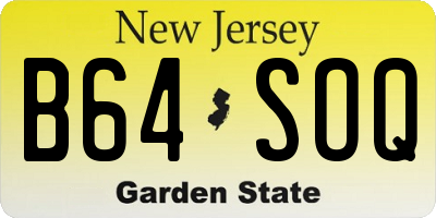 NJ license plate B64SOQ