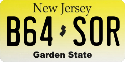 NJ license plate B64SOR