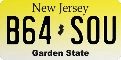 NJ license plate B64SOU