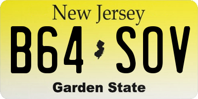 NJ license plate B64SOV