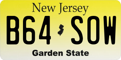 NJ license plate B64SOW