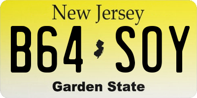 NJ license plate B64SOY