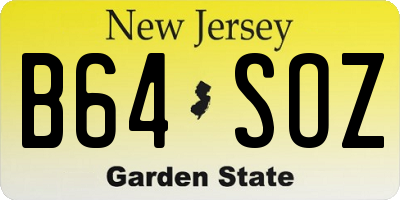 NJ license plate B64SOZ