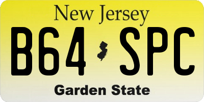 NJ license plate B64SPC