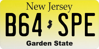 NJ license plate B64SPE