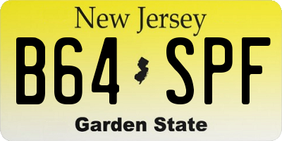 NJ license plate B64SPF