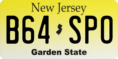 NJ license plate B64SPO