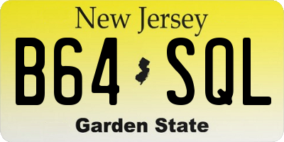 NJ license plate B64SQL