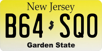 NJ license plate B64SQO