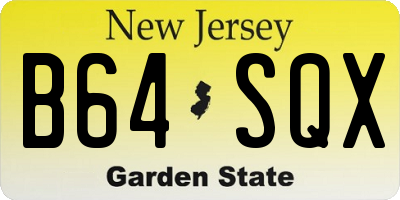 NJ license plate B64SQX