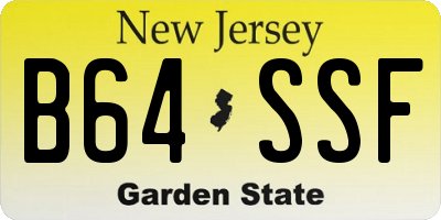 NJ license plate B64SSF
