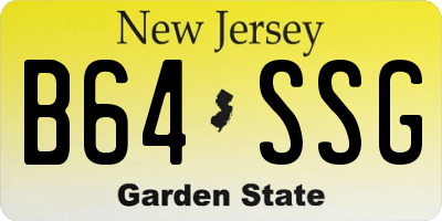 NJ license plate B64SSG