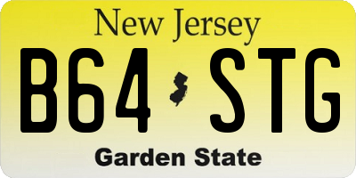 NJ license plate B64STG