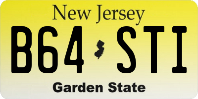 NJ license plate B64STI