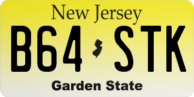 NJ license plate B64STK