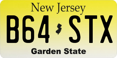 NJ license plate B64STX