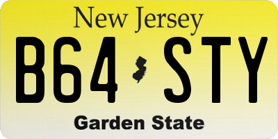 NJ license plate B64STY