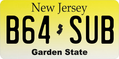 NJ license plate B64SUB