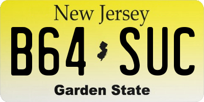 NJ license plate B64SUC