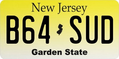 NJ license plate B64SUD