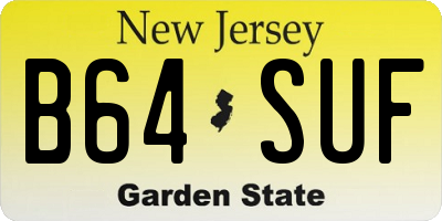 NJ license plate B64SUF