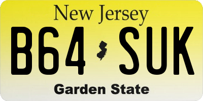 NJ license plate B64SUK