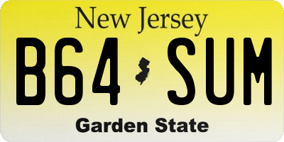 NJ license plate B64SUM