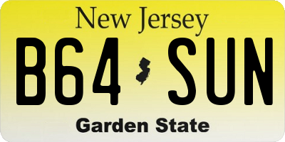 NJ license plate B64SUN