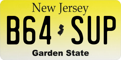 NJ license plate B64SUP