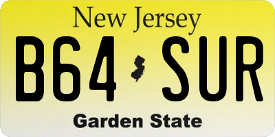 NJ license plate B64SUR