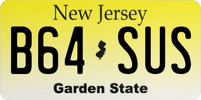 NJ license plate B64SUS