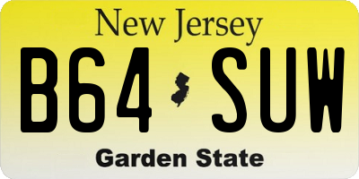 NJ license plate B64SUW