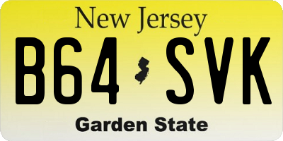 NJ license plate B64SVK