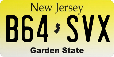 NJ license plate B64SVX