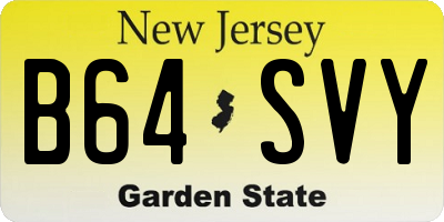 NJ license plate B64SVY
