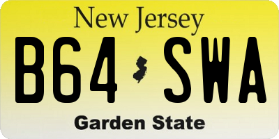 NJ license plate B64SWA
