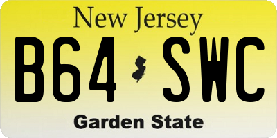 NJ license plate B64SWC
