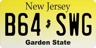 NJ license plate B64SWG