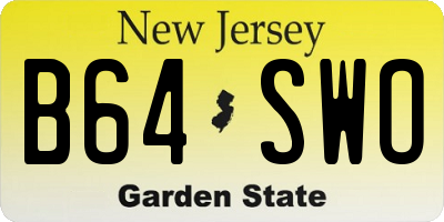 NJ license plate B64SWO