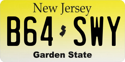 NJ license plate B64SWY