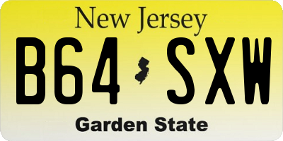 NJ license plate B64SXW