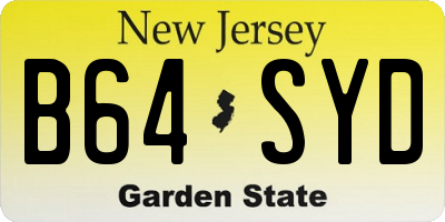 NJ license plate B64SYD