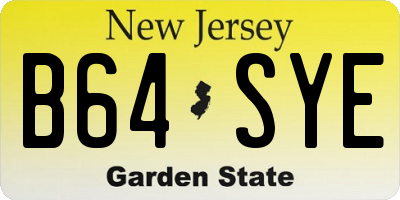 NJ license plate B64SYE