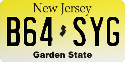 NJ license plate B64SYG
