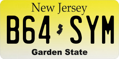 NJ license plate B64SYM