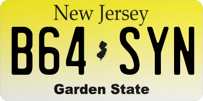 NJ license plate B64SYN